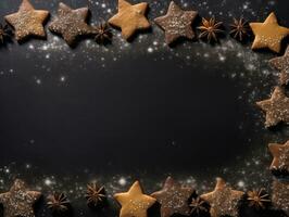 Christmas composition with copy space bokeh background AI Generative photo