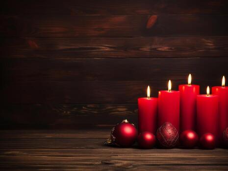 Christmas composition with copy space bokeh background AI Generative photo