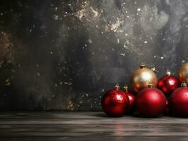 Christmas composition with copy space bokeh background AI Generative photo