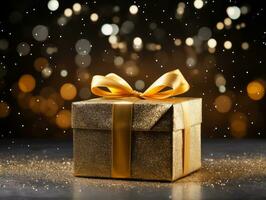 Christmas composition with copy space bokeh background AI Generative photo