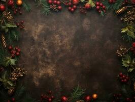 Christmas composition with copy space bokeh background AI Generative photo