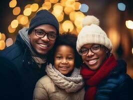 The african american family enjoys celebrating Christmas Eve together AI Generative photo