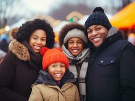 el africano americano familia disfruta celebrando Navidad víspera juntos ai generativo foto