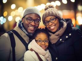 el africano americano familia disfruta celebrando Navidad víspera juntos ai generativo foto