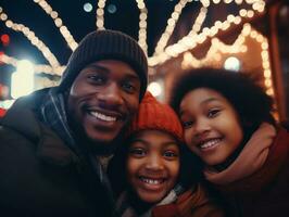 el africano americano familia disfruta celebrando Navidad víspera juntos ai generativo foto