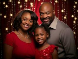 The african american family enjoys celebrating Christmas Eve together AI Generative photo