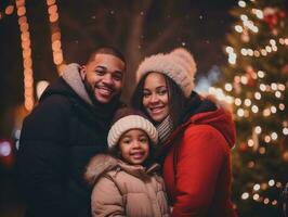 el africano americano familia disfruta celebrando Navidad víspera juntos ai generativo foto