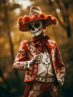 photo of emotional dynamic pose Mexican man in autumn AI Generative