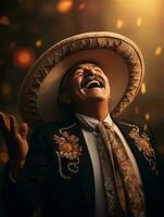 photo of emotional dynamic pose Mexican man in autumn AI Generative