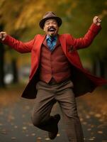 photo of emotional dynamic pose Mexican man in autumn AI Generative