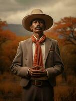photo of emotional dynamic pose Mexican man in autumn AI Generative