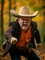 photo of emotional dynamic pose Mexican man in autumn AI Generative