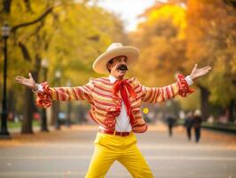 foto de emocional dinámica actitud mexicano hombre en otoño ai generativo