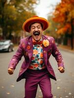 foto de emocional dinámica actitud mexicano hombre en otoño ai generativo