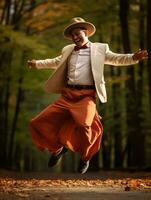 photo of emotional dynamic pose Mexican man in autumn AI Generative