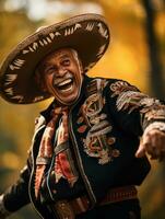 foto de emocional dinámica actitud mexicano hombre en otoño ai generativo