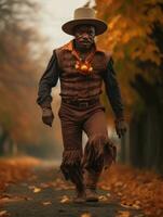 photo of emotional dynamic pose Mexican man in autumn AI Generative