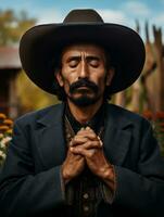 photo of emotional dynamic pose Mexican man in autumn AI Generative