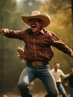 foto de emocional dinámica actitud mexicano hombre en otoño ai generativo