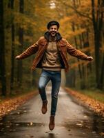 foto de emocional dinámica actitud mexicano hombre en otoño ai generativo