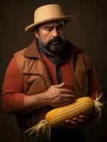 photo of emotional dynamic pose Mexican man in autumn AI Generative