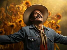 foto de emocional dinámica actitud mexicano hombre en otoño ai generativo