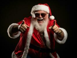 Man dressed as Santa Claus in playful pose on solid background AI Generative photo