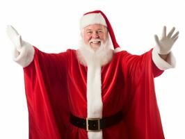 Man dressed as Santa Claus in playful pose on solid background AI Generative photo