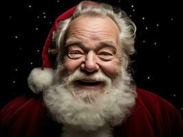 Man dressed as Santa Claus in playful pose on solid background AI Generative photo