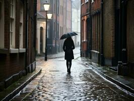 Woman enjoys a leisurely walk in the heart of the city AI Generative photo