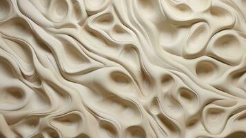 Generative AI, ivory and beige modelling clay, gypsum or ceramic background and texture, curls and flowing forms photo