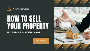 Black Minimalist Property Busines Webinar Twitter Post template