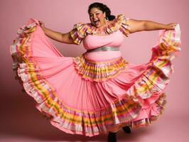 40 year old mexican woman in playful pose on solid background AI Generative photo