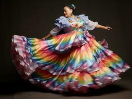 40 year old mexican woman in playful pose on solid background AI Generative photo