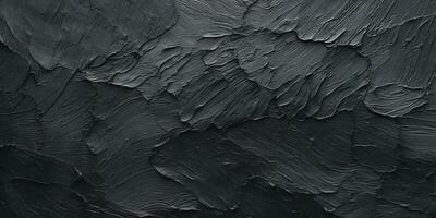 Generative AI, Closeup of impasto abstract rough black art painting texture photo