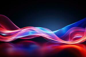 Abstract digital neon waves flow background with empty space for text photo