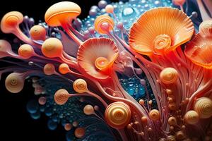 Microscopic organisms transformed into vibrant psychedelic abstract designs photo