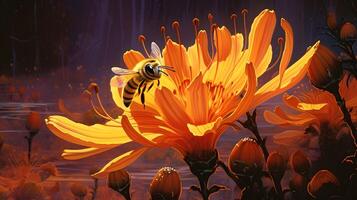 Bee or honeybee, honey comb, background, photo