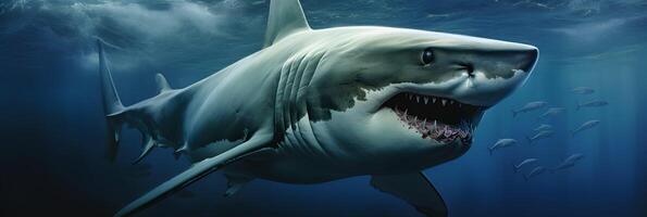 Shark illustration, background design, great white, Generative AI photo