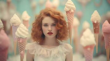 Ice cream illustration background design, summer vibes, ice cool photo
