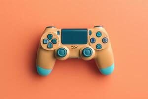 Modern video game controller on colorful gradient background photo