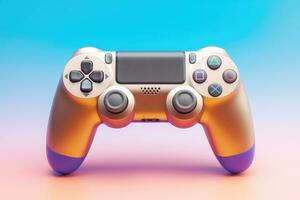 Modern video game controller on colorful gradient background photo