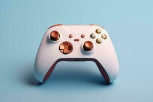 Modern video game controller on colorful gradient background photo