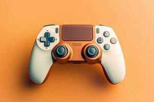 Modern video game controller on colorful gradient background photo