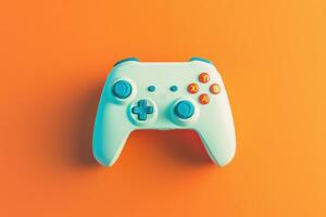 Modern video game controller on colorful gradient background photo