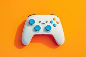 Modern video game controller on colorful gradient background photo