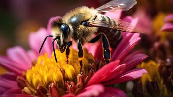 abeja o abeja, miel peine, fondo, generativo ai foto