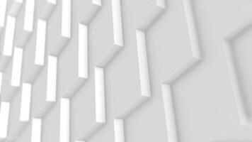 Clean white abstract geometric background with repeating sawtooth pattern, shapes and wireframe lines. Looping, full HD motion background suitable for corporate or technology videos. video