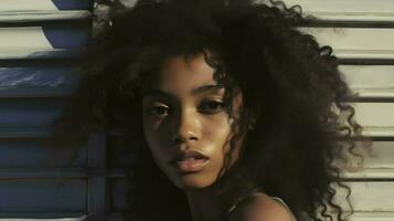 africano negro mujer retrato, linda niña valores foto fondo, generativo ai