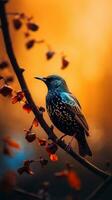 AI Generative Beautiful bird standing on a branch photo